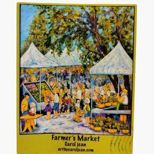 Farmers Market Carol Jean Art Postcard Vibrant Scene 2017 Postcard USA Stamp